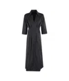 Seventy Midi Dress In Stretch Poplin With Kimono Sleeves In Black