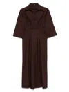 Seventy Chocolate Brown Popelin Dress With Pleat Detailing And Side Slits In Braun