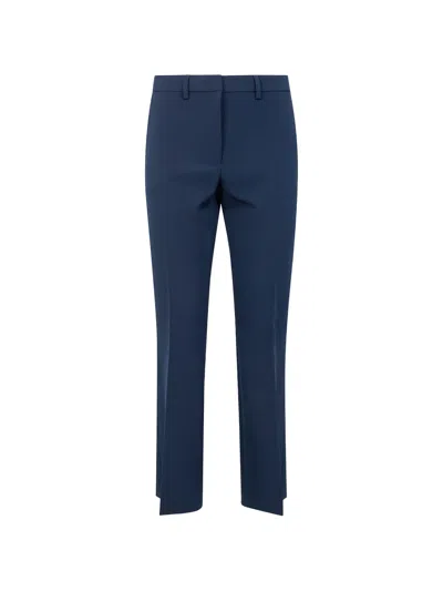 Seventy Popeline Fine Cotton Stretch Trousers In Blue