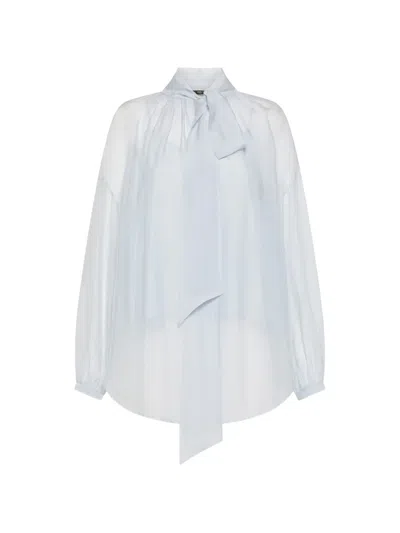 Seventy Pussy-bow Semi-sheer Blouse In White