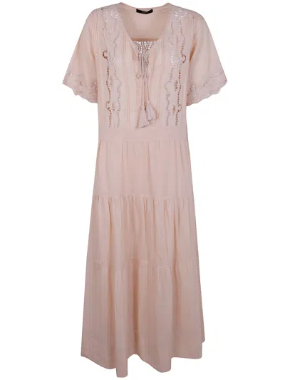 Seventy Ramie Embroidered Dress In Pink