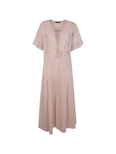 Seventy Ramie Embroidered Dress In Pink