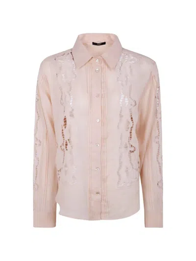Seventy Ramie Embroidered Shirt In Pink