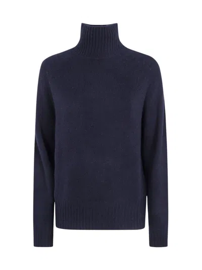 Seventy Refined Ribbed Cashmere Turtleneck Sweater In Blue