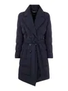 Seventy Revers Long Down Jacket With Belt In Black