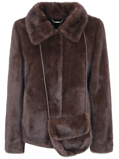 Seventy Reversible Eco Fur Short Coat In Brown