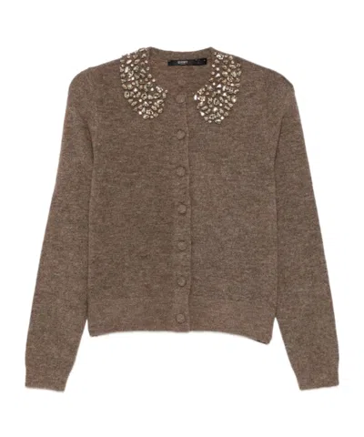 Seventy Rhinestone-embellished Knit Top In Brown