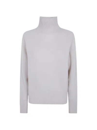 Seventy Ribbed Cropped Turtleneck Knitted Sweater In Grey