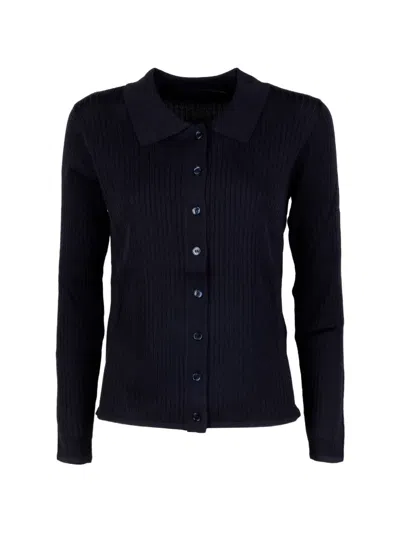 Seventy Ribbed-knit Cardigan In Black