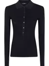 Seventy Ribbed Knit Polo Shirt In Black