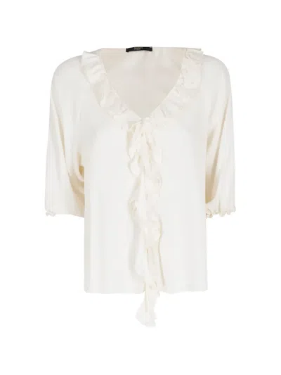 Seventy Ruffled V-neck Blouse In Neutral