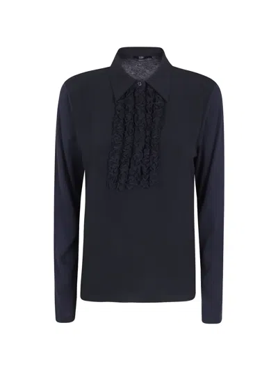 Seventy Ruffle-trimmed Long-sleeve Shirt In Black