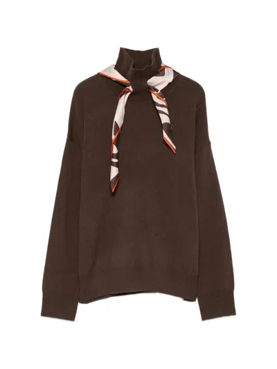 Seventy Scarf-detail Turtleneck Sweater In Brown