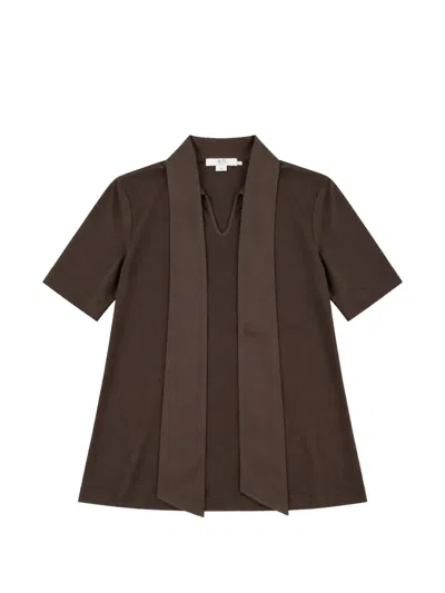 Seventy Scarf-detail V-neck Blouse In Brown
