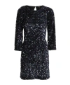 Seventy Sequin Embellished Crewneck Mini Dress In Black