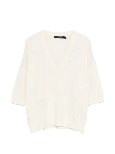 Seventy Sequin V-neck Top In White