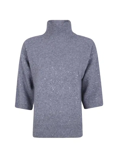 Seventy Sequin-embellished High-neck Sweater In Grey