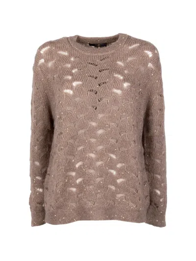 Seventy Sequin-embellished Open-knit Sweater In Neutrals