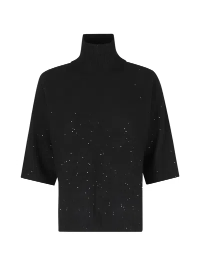 Seventy Sequin-embellished Roll-neck Sweater In Black