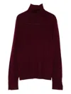 Seventy Sergio Tegon Bordeaux High-neck Wool Sweater With Ribbed Details In Burgundy