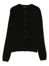 Seventy Sergio Tegon Button-up Black Sweater With Delicate Perforated Texture In Black