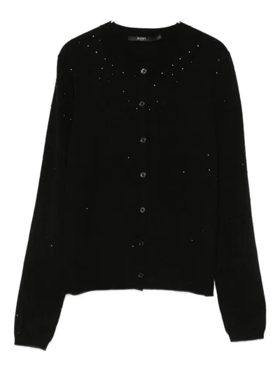 Seventy Sergio Tegon Button-up Black Sweater With Delicate Perforated Texture