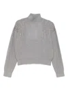 Seventy Sergio Tegon Cropped Knit Sweater With High Neckline In Gray