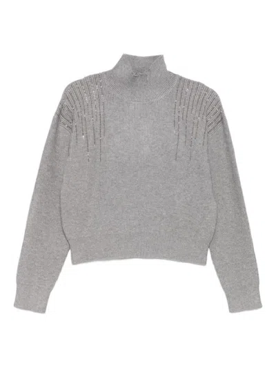 Seventy Sergio Tegon Cropped Knit Sweater With High Neckline In Gray