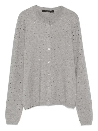 Seventy Sergio Tegon Dotted Texture Grey Knit Cardigan In Gray