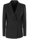Seventy Sergio Tegon Double-breasted Tailored Black Jacket With Notch Lapels In Black