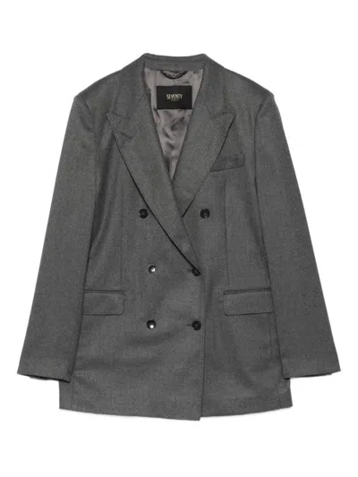 Seventy Sergio Tegon Double-breasted Tailored Jacket With Structured Silhouette In Gray