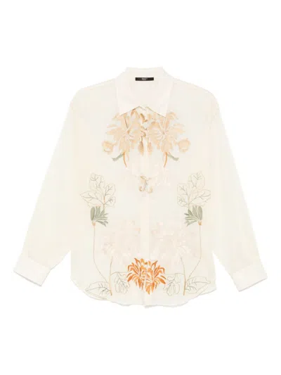 Seventy Sergio Tegon Floral Embroidered Lightweight Shirt With Classic Collar