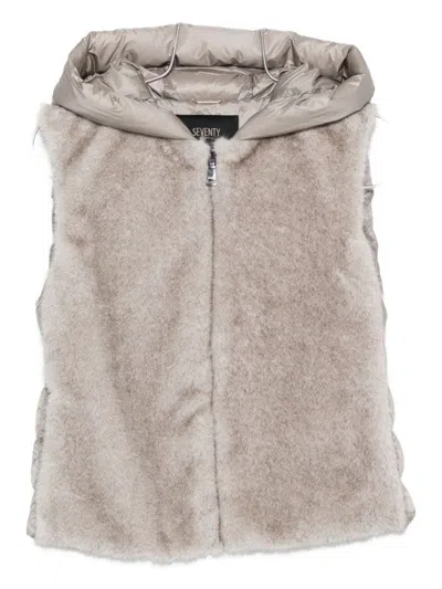 Seventy Sergio Tegon Giacconi Grigio Sleeveless Coat In Multi