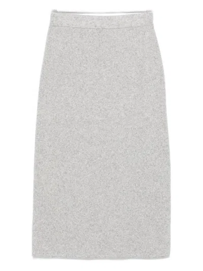 Seventy Sergio Tegon Heathered Grey Midi Skirt In Silver