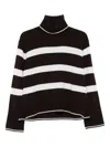 Seventy Sergio Tegon High-neck Cropped Boxy Sweater With Contrasting Stripes In Black