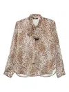 Seventy Sergio Tegon Leopard Print Tie-neck Blouse In Viscose In Animal Print