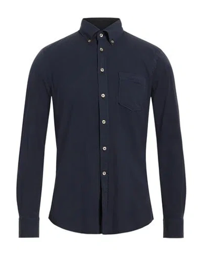 Seventy Sergio Tegon Man Shirt Midnight Blue Size 15 ½ Cotton, Elastane