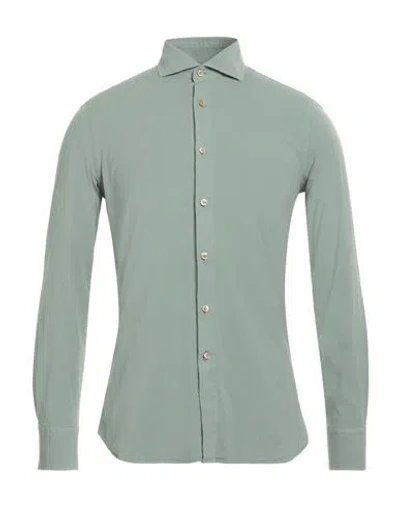 Seventy Sergio Tegon Man Shirt Sage Green Size 15 ¾ Cotton, Elastane