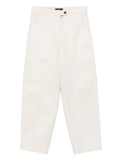 Seventy Sergio Tegon Relaxed Fit Soft Panna Cropped Trousers In White