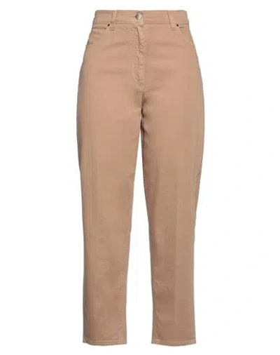 Seventy Sergio Tegon Seventy Venezia Woman Jeans Camel Size 10 Cotton, Elastane In Beige