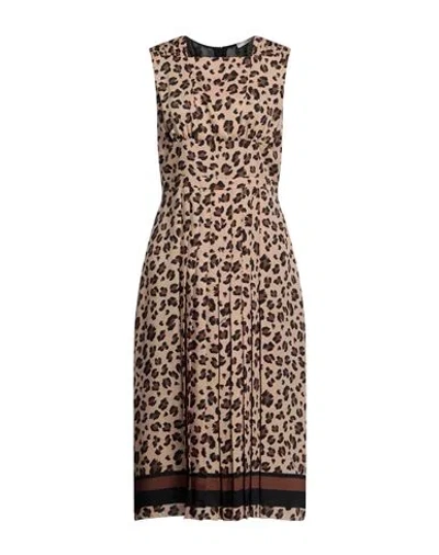 Seventy Sergio Tegon Woman Midi Dress Sand Size 8 Polyester In Beige