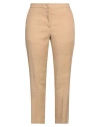Seventy Sergio Tegon Seventy Venezia Woman Pants Camel Size 12 Linen, Cotton, Elastane In Beige