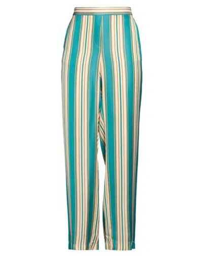 Seventy Sergio Tegon Seventy Venezia Woman Pants Turquoise Size 12 Acetate, Viscose In Blue