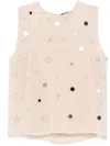Seventy Sergio Tegon Sheer Sequined Sleeveless Top With Relaxed Fit