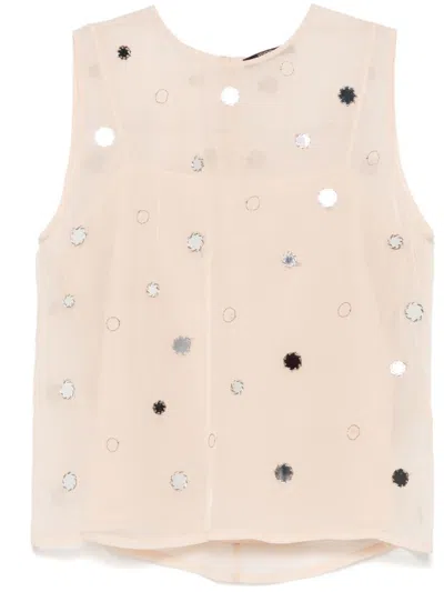 Seventy Sergio Tegon Sheer Sequined Sleeveless Top With Relaxed Fit