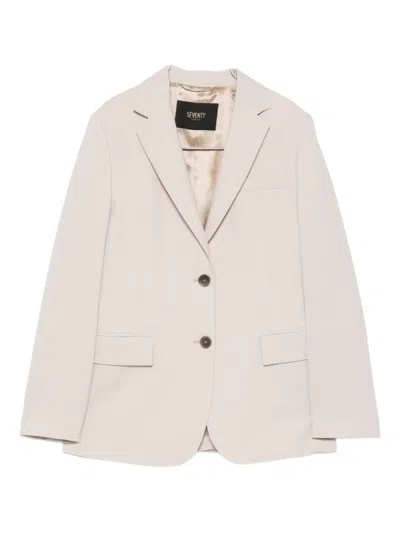 Seventy Sergio Tegon Tailored Gray Blazer With Notched Lapel In Neutral