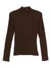 Seventy Sergio Tegon Textured Lace Sweater With High Neck In Brown