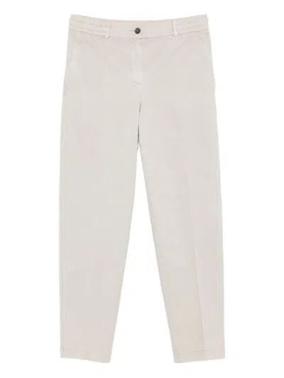 Seventy Sergio Tegon White Straight-leg Trousers With Mid-rise Waist In Neutral
