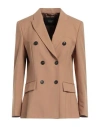 Seventy Sergio Tegon Woman Blazer Camel Size 4 Polyester, Virgin Wool, Elastane In Beige