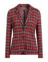 Seventy Sergio Tegon Woman Blazer Red Size 10 Viscose, Cotton, Polyester, Elastane In Red